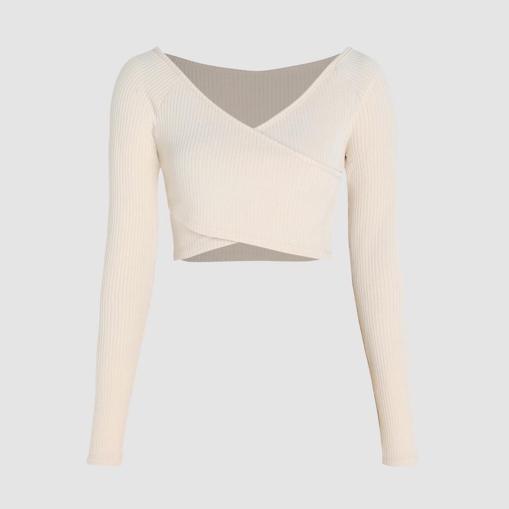 rib cross wrap crop top from cider NWT